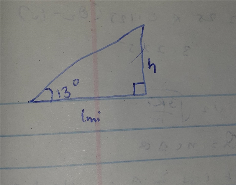 The angle of elevation to the top of a very tall Building is found to be 13° from-example-1