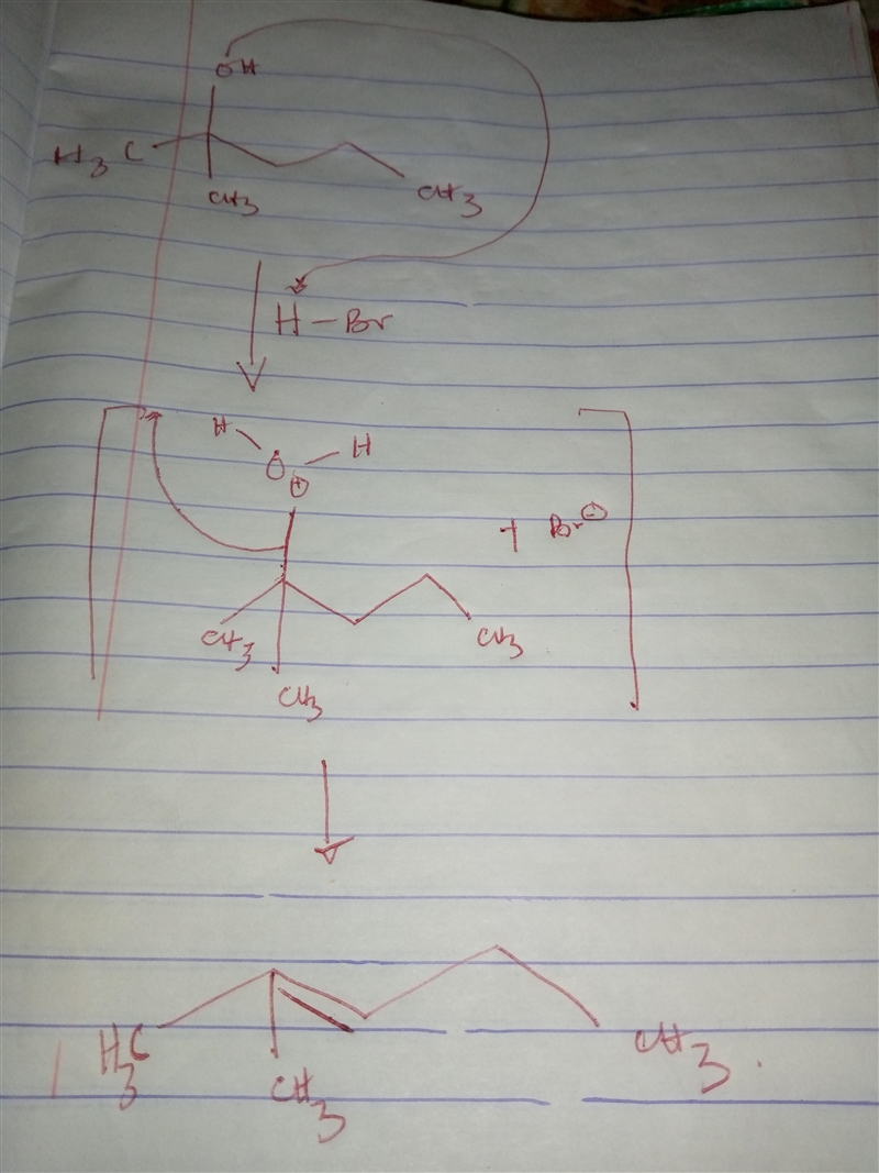 The reaction between 2-methyl-2-pentanol and HBr to yield 2-methyl-2-pentene is probably-example-1