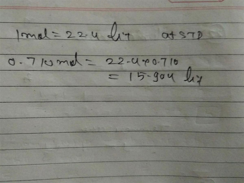 What volume will 0.710 moles of nitrogen gas occupy at STP?-example-1