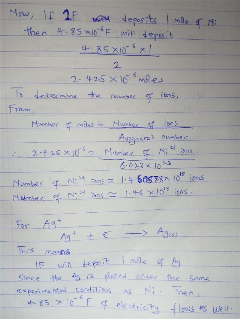 Determine the number of Ni2+ ions involved in metalization (Ni plating) of an electrode-example-2