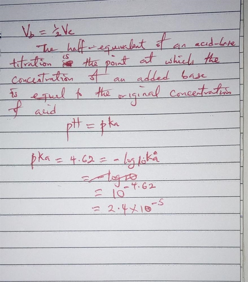 A 0.100 M solution of the weak acid HA was titrated with 0.100 M NaOH. The pH measured-example-1