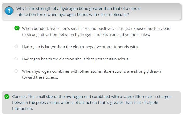 Why is the strength of a hydrogen bond greater than that of a dipole interaction force-example-1