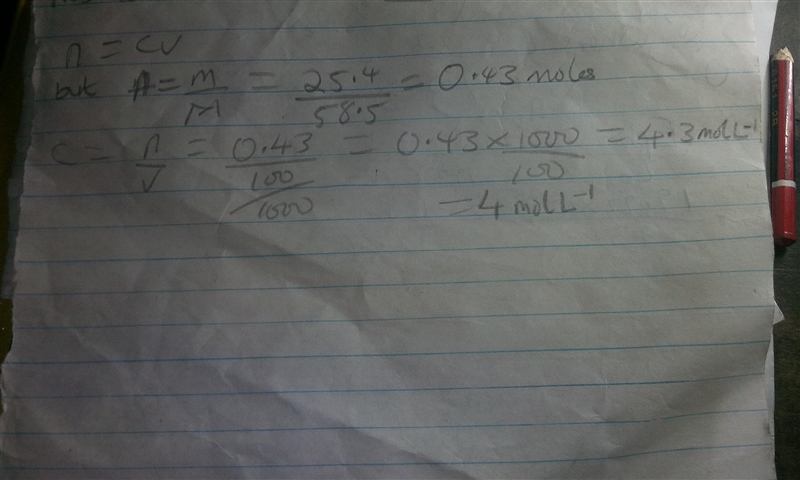 A chemist prepares a solution of sodium chloride(NaCl) by measuring out 25.4g of sodium-example-1