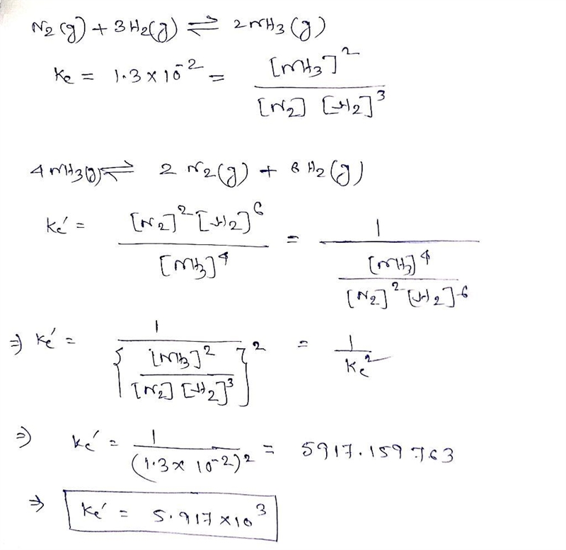 At a given temperature, Kc=1.3x10-2 for reaction 1. What is the value of Kc for reaction-example-1