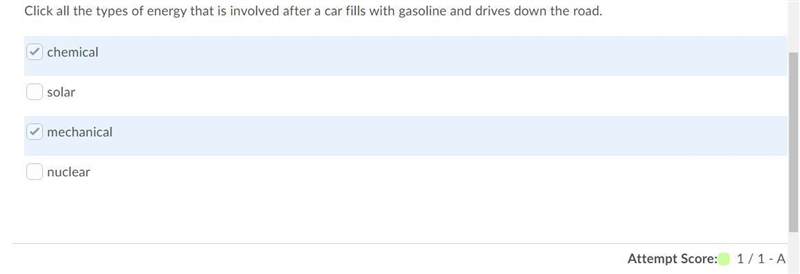 Click all the types of energy that is involved after a car fills with gasoline and-example-1