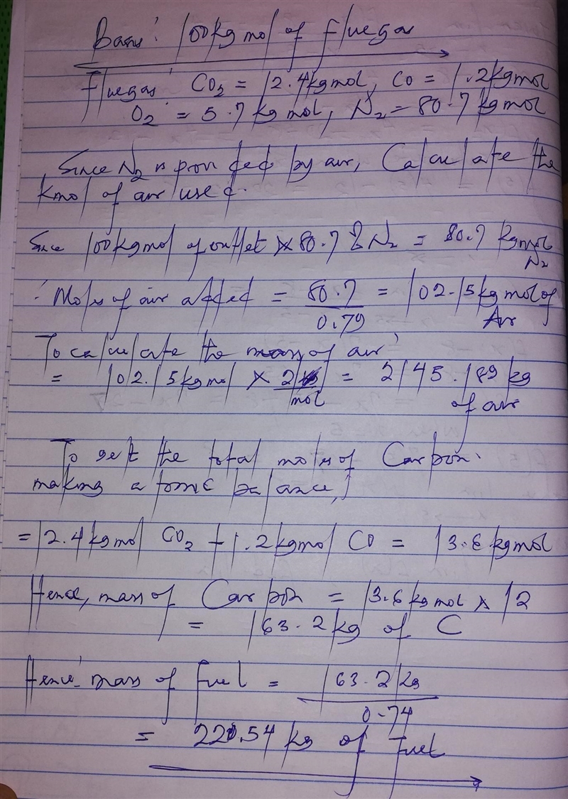 Combustion of Solid Fuel. A fuel analyzes 74.0 wt % C and 12.0% ash (inert). Air is-example-1