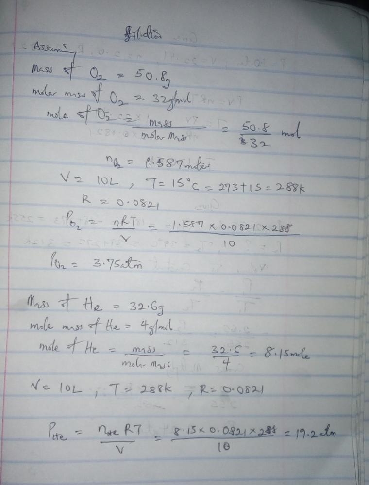 Calculate the partial pressure of each gas and the total pressure if the temperature-example-1