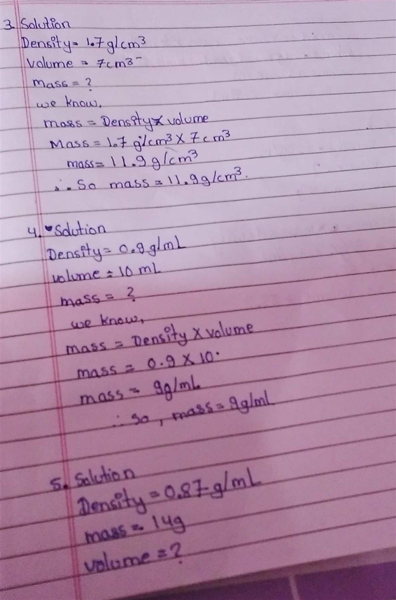 3. What is the mass of an object with a density of 1.7 g/cm3 and a volume of 7 cm-example-1