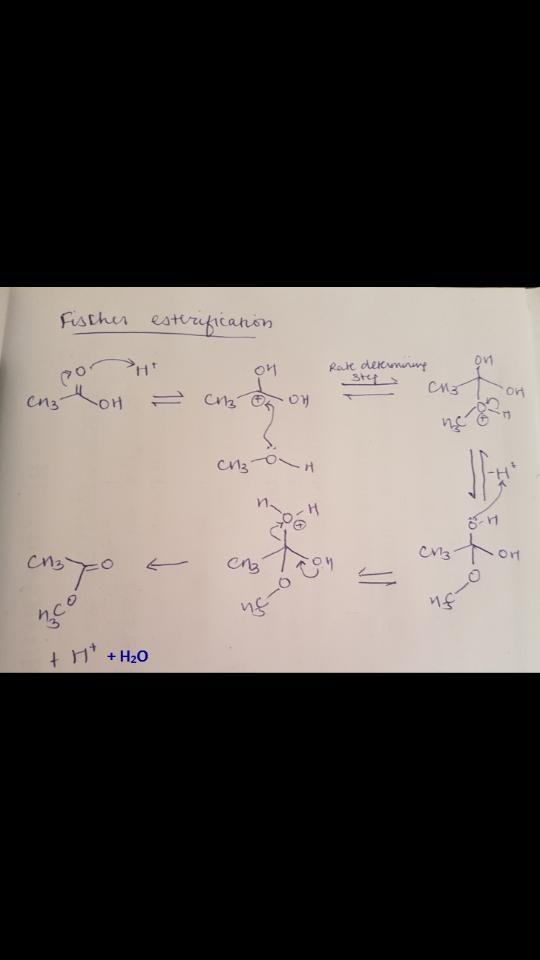 Draw the arrow-pushing mechanism of a generic esterification reaction: b) From the-example-1