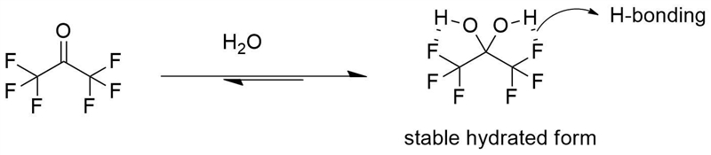 For most ketones, hydrate formation is unfavorable, because the equilibrium favors-example-1