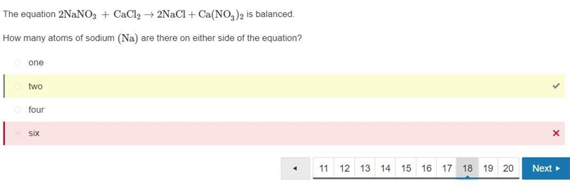 The equation 2NaNO3 + CaCl2 - 2NaCl + Ca(NO3)2 is balanced. How many atoms of sodium-example-1