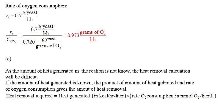 he growth of baker's yeast (S. cerevisiae) on glucose may be simply described by following-example-5