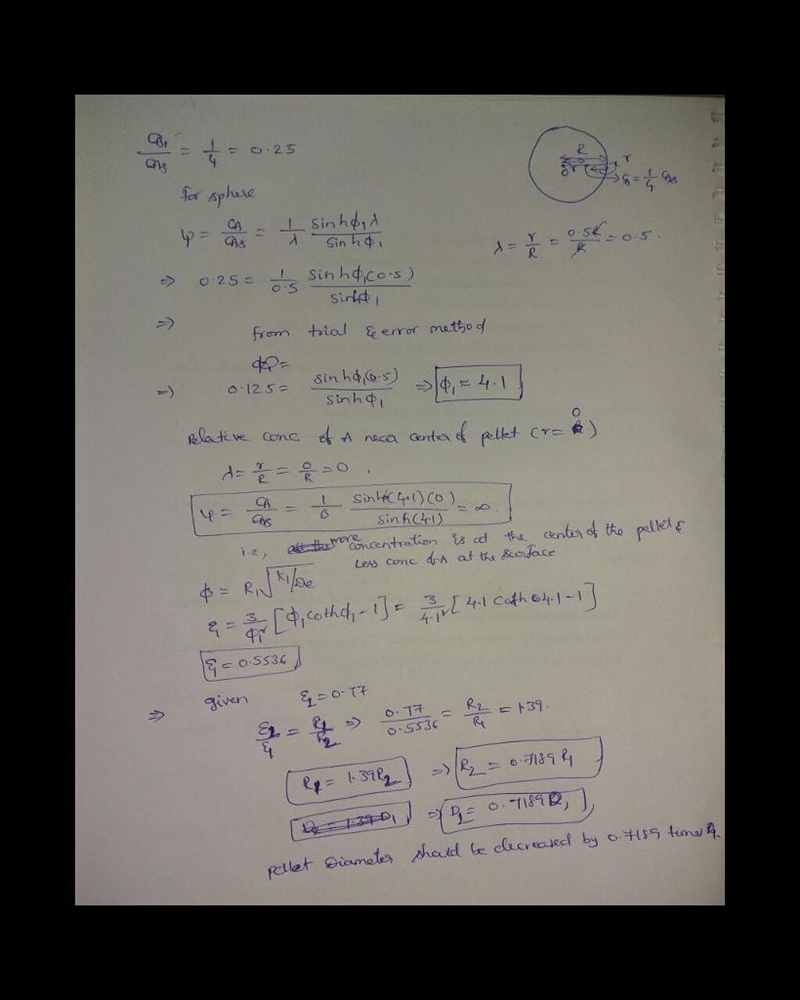 The isothermal, first-order reaction of gaseous A occurs within the pores of a spherical-example-1