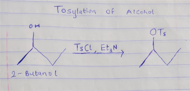 Draw the product formed when 2-butanol undergoes reaction with TsCl and Et3N. CH3C-example-1