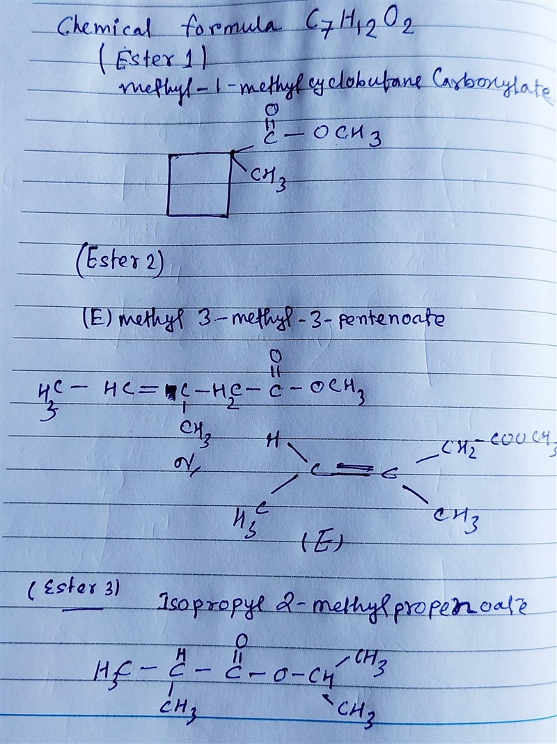 Draw the structure of the following three isomeric esters with chemical formula C-example-1