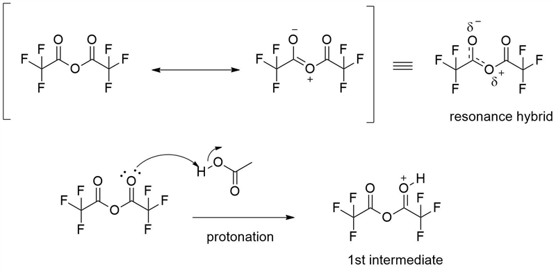 Treatment of a carboxylic acid with trifluoroacetic anhydride leads to an unsymmetrical-example-1