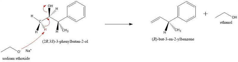 The tosylate of (2R,3S)-3-phenylbutan-2-ol undergoes an E2 elimination on treatment-example-1