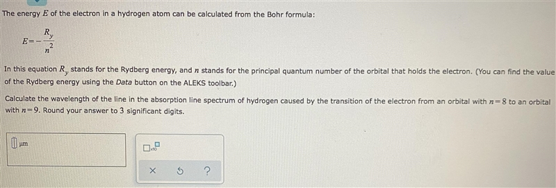 g In this equation stands for the Rydberg energy, and stands for the principal quantum-example-1