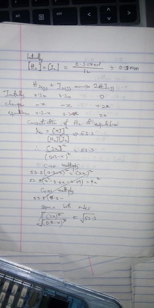 At a certain temperature, the equilibrium constant, KC, for this reaction is 53.3. At-example-2