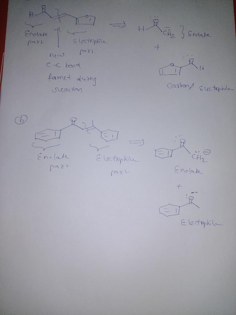 Draw structures for the carbonyl electrophile and enolate nucleophile that react to-example-1