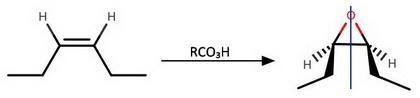 The two reactions above, show routes for conversion of an alkene into an oxirane. If-example-1