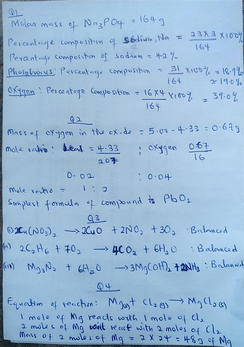 Calculate the percent composition for each of the elements in Na3PO4. A 5.00 gram-example-2