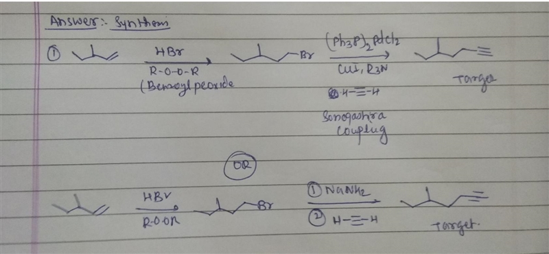 Devise a synthetic route to the target molecule below starting with the indicated-example-2