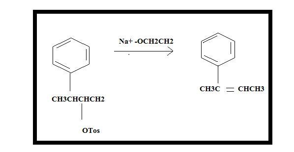 The tosylate of (2S,3S)-3-phenylbutan-2-ol undergoes an E2 elimination on treatment-example-1