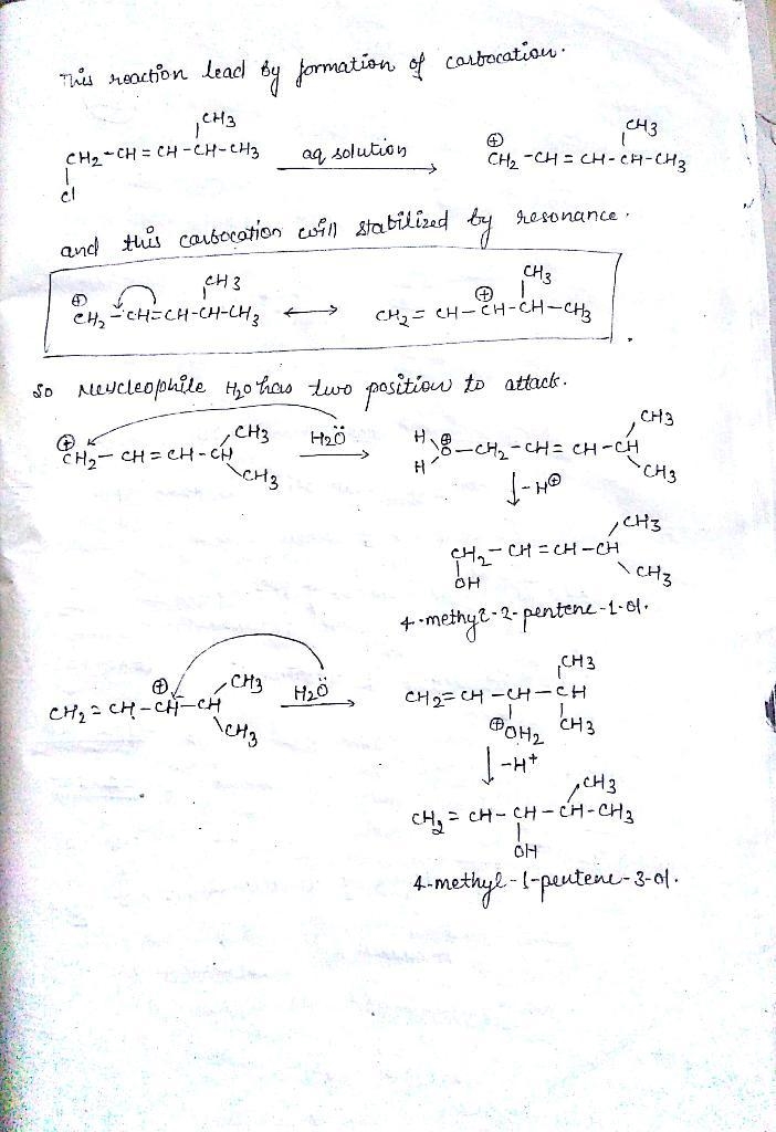 1-chloro-4-methyl-2-pentene undergoes hydrolysis in warm water to give a mixture of-example-1