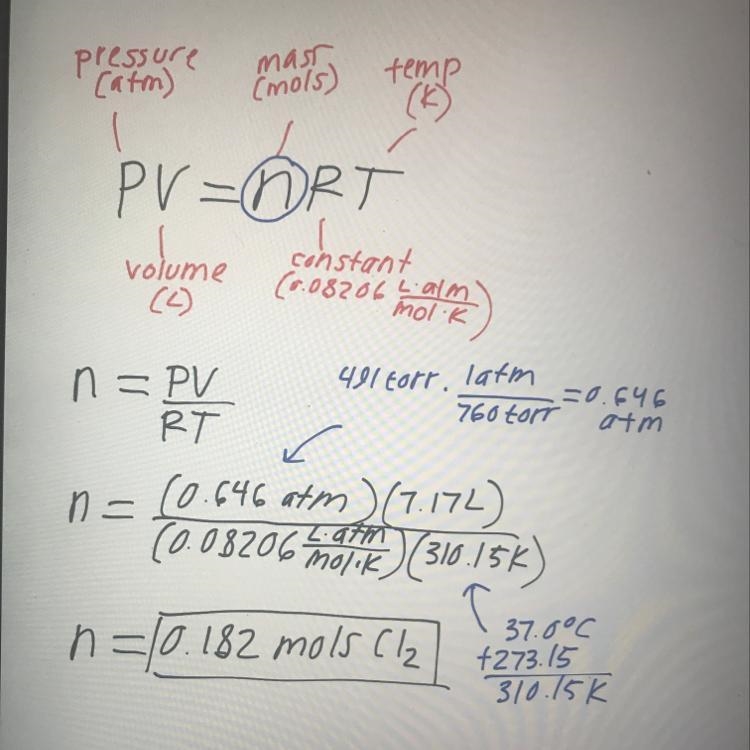 Enter your answer in the provided box. A sample of chlorine gas is confined in a 7.17-L-example-1