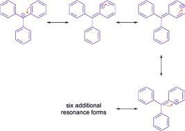 Write two different resonance forms for triphenylmethyl cation. Write the structure-example-1