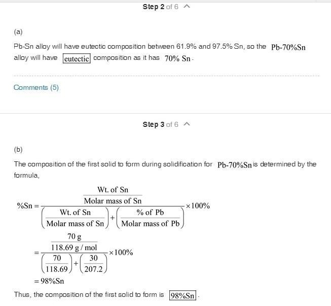 .For a solder containing 70%Pb 30%Sn determine: a. If the alloy is hypo- or hypereutectic-example-2