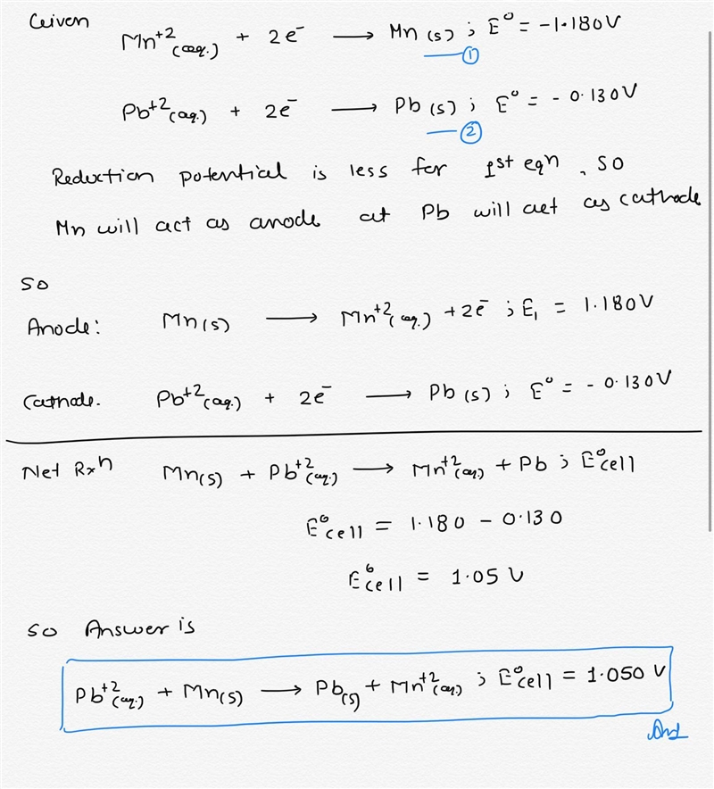 Which of the following is the balanced overall reaction and standard cell potential-example-1