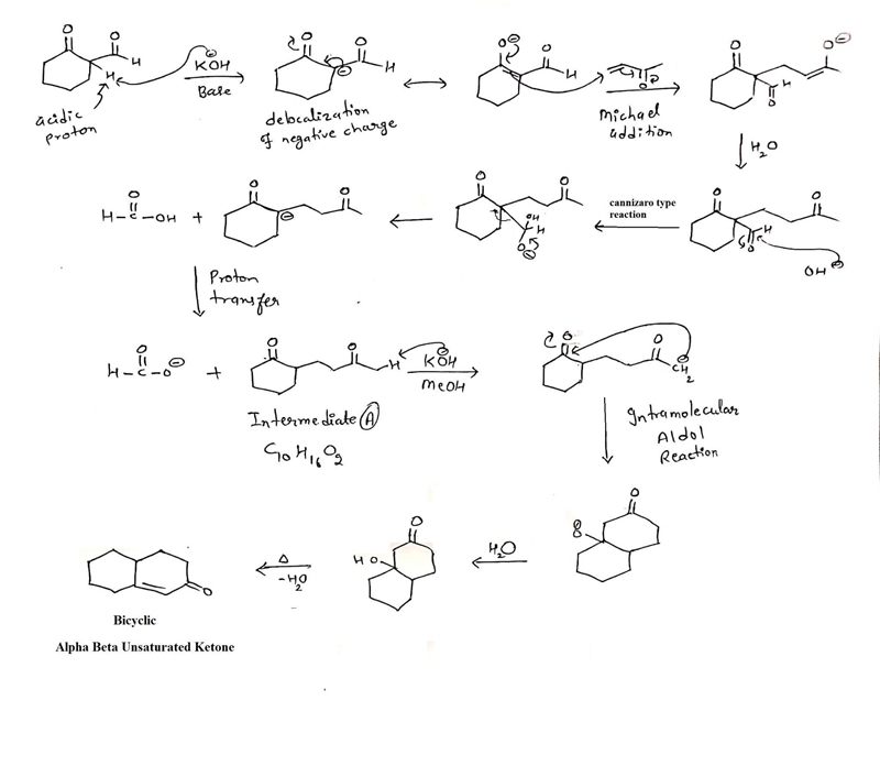 Identify intermediate A, which has a molecular formula of C10H16O2, and give a curved-example-1