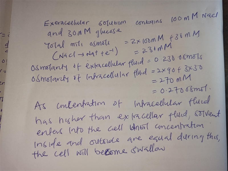 A cell is sitting in a solution containing 100 mM NaCl, and 30 mM Glucose. The inside-example-1