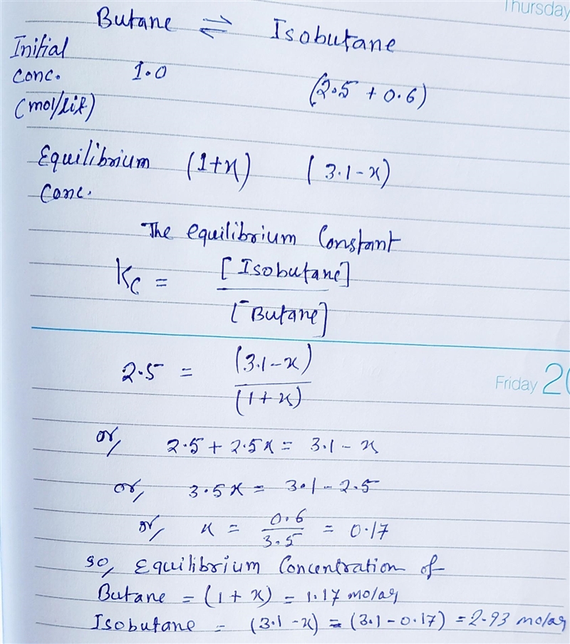 onsider the isomerization of butane with an equilibrium constant of . The system is-example-1