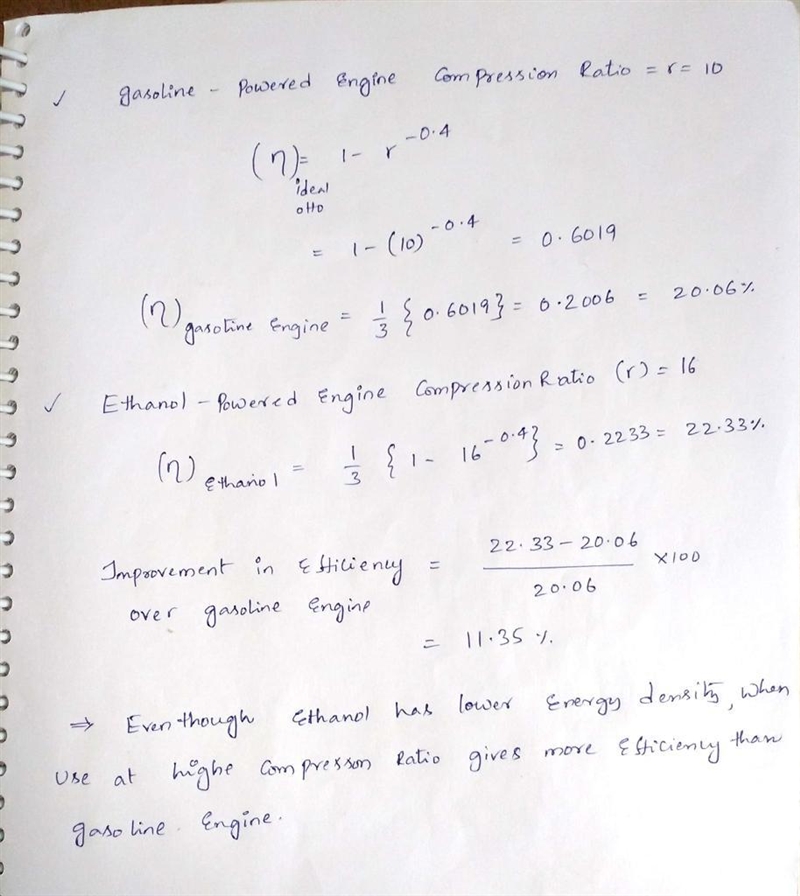 Ethanol has a 38% lower energy density by volume than gasoline. Partially offsetting-example-1