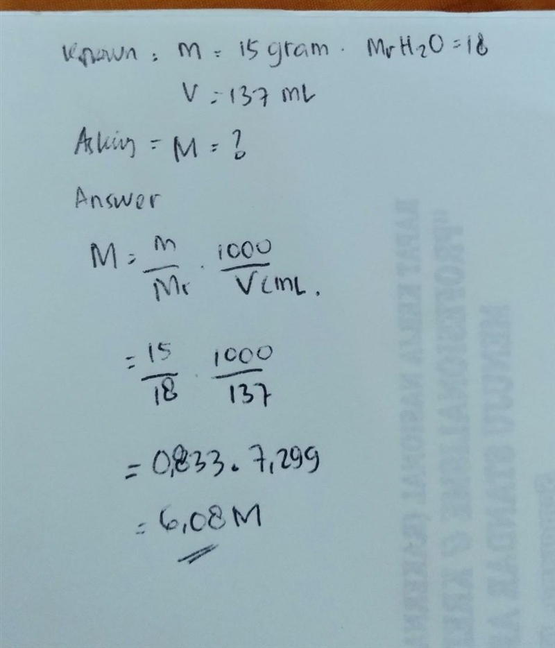 1) What is the concentration of the salt solution that has 15 g of salt in 137 ml-example-1