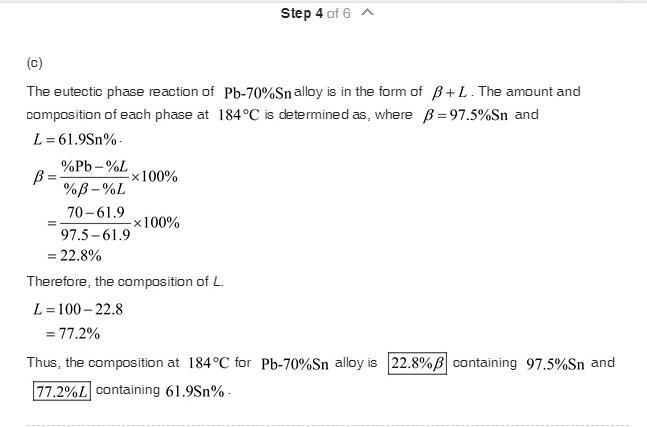 .For a solder containing 70%Pb 30%Sn determine: a. If the alloy is hypo- or hypereutectic-example-3