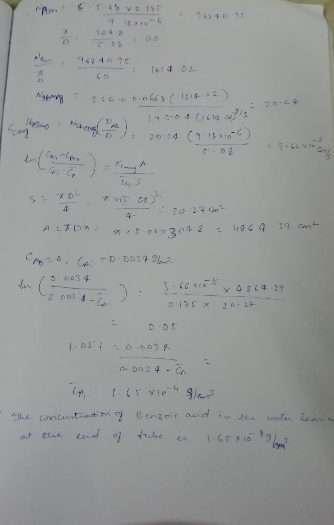 Water at 25 °C flows at 5 ft/s through a straight cylindrical tube made of benzoic-example-2