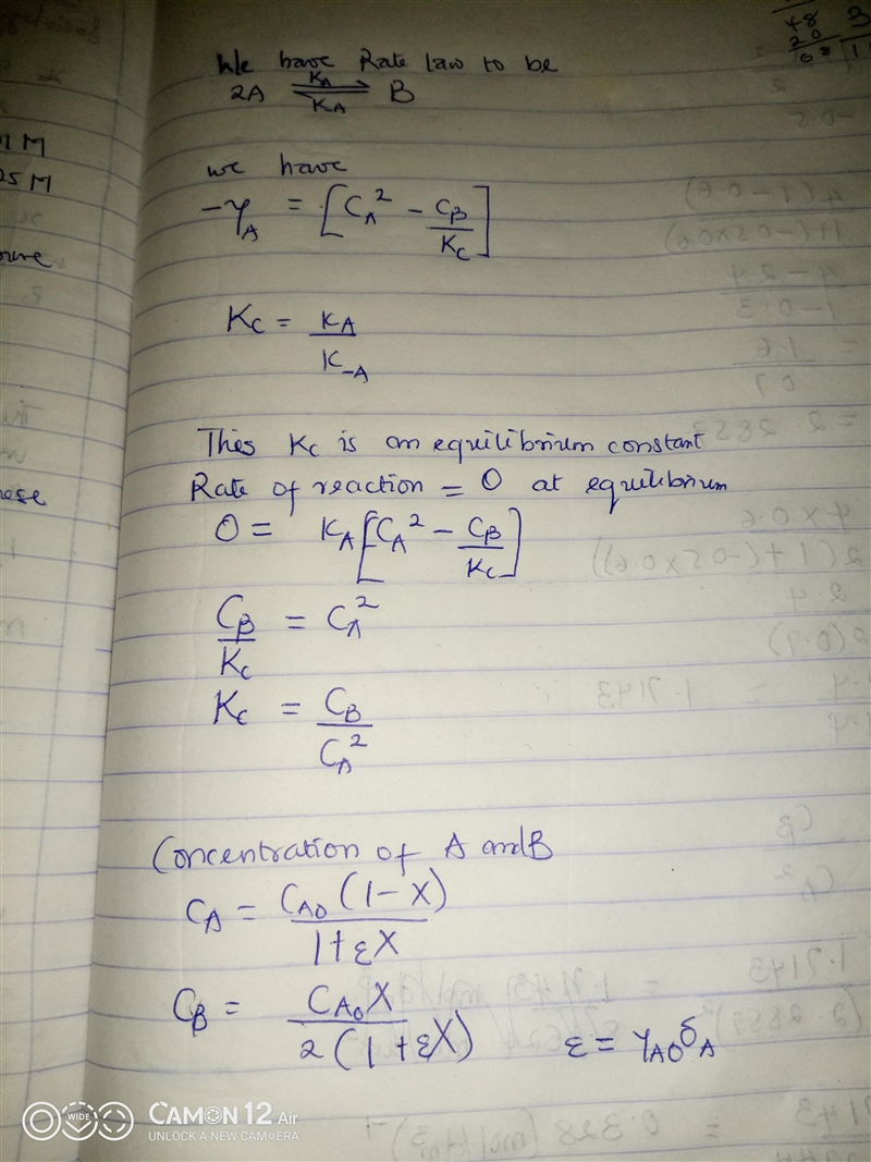 is carried out in a flow reactor where pure A is fed at a concentration of 4.0 mol-example-1