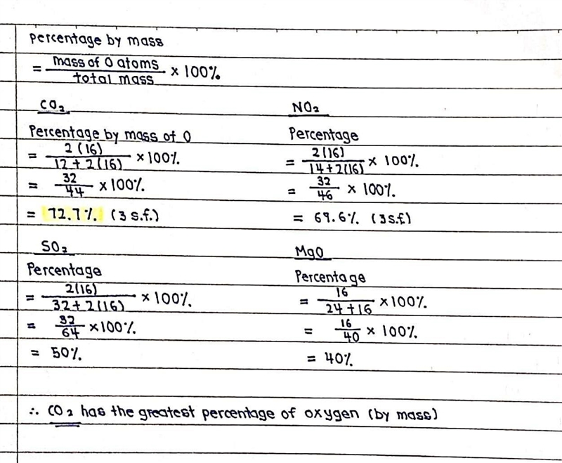 Which has the greatest percentage of oxygen? CO2, NO2,SO2 and MgO?​-example-1