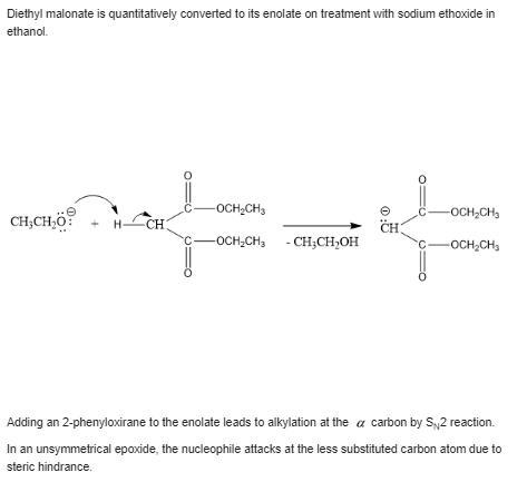 The use of epoxides as alkylating agents for diethyl malonate provides a useful route-example-1