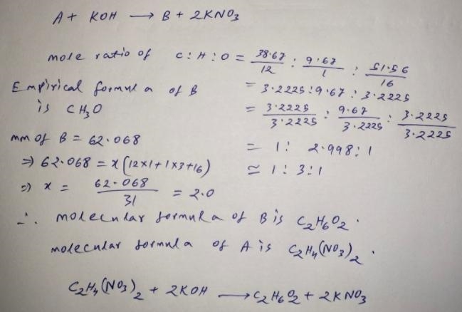 Consider the following information. A+ KOH → B+ 2 KNO3What is the molecular formula-example-1