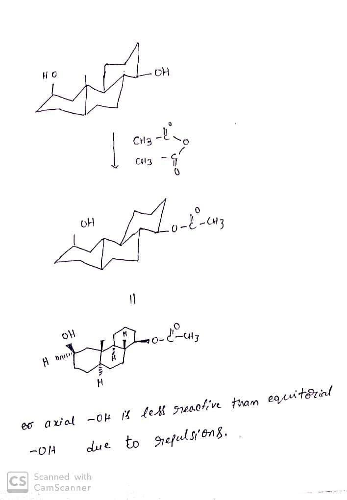 As a general rule, equatorial alcohols are esterified more readily than axial alcohols-example-2