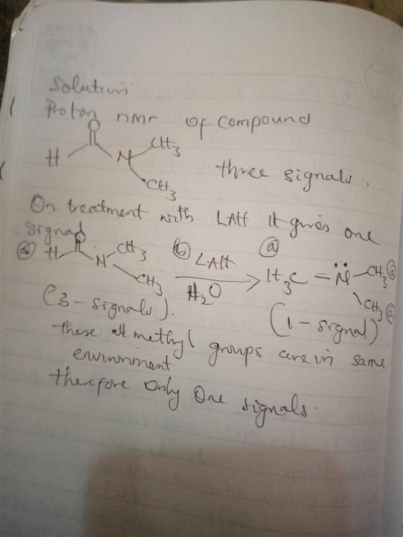 (a) The 1H NMR spectrum of DMF exhibits three signals. Upon treatment with excess-example-1