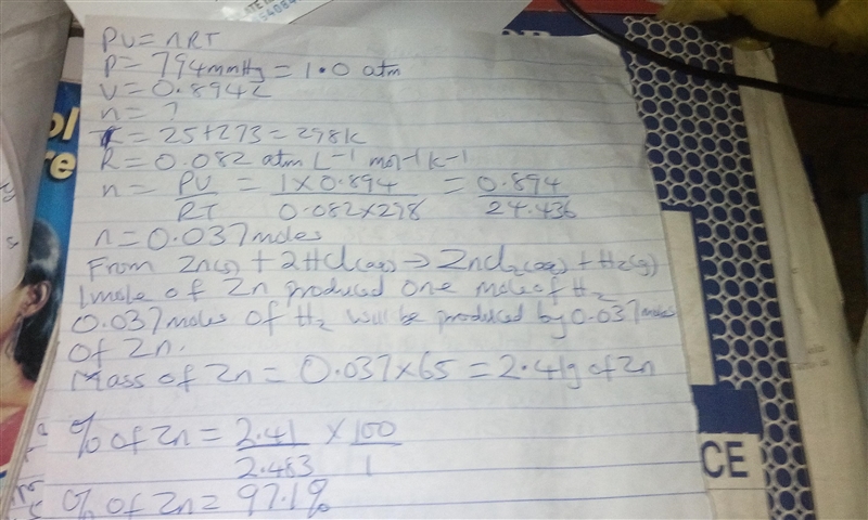 Modern pennies are composed of zinc coated with copper. A student determines the mass-example-1