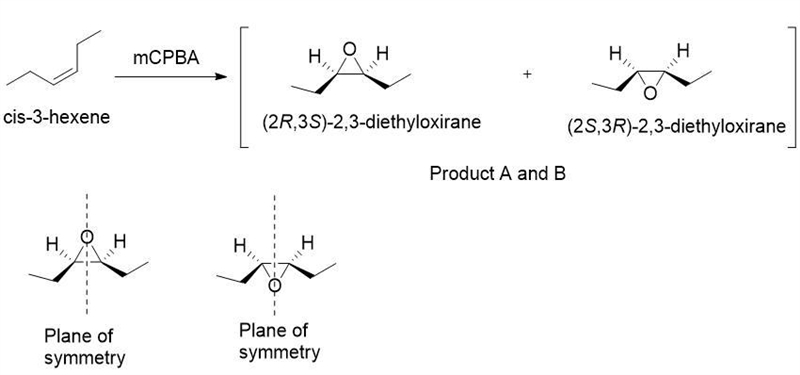 The two reactions above, show routes for conversion of an alkene into an oxirane. If-example-1