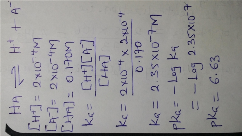 A monoprotic weak acid, HA , dissociates in water according to the reaction HA ( aq-example-1