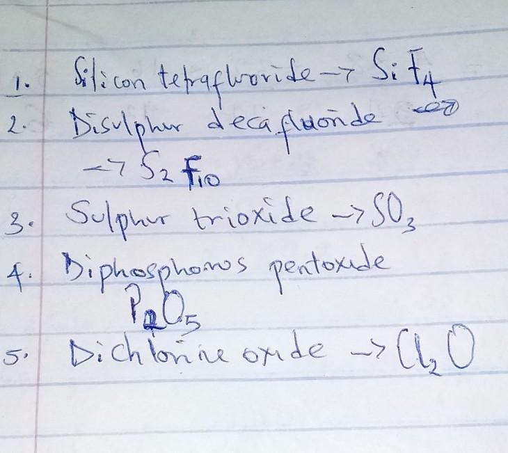 For each of the following names, write down the correct formula. i. Silicon tetrafluoride-example-1